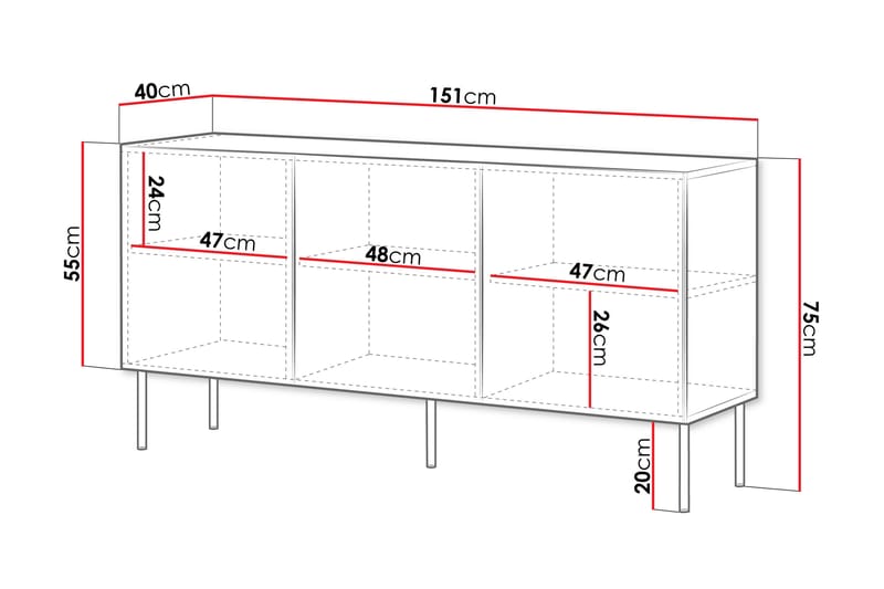 Laholm Kommode 151 cm - Hvid - Opbevaring - Opbevaringsmøbler - Kommode