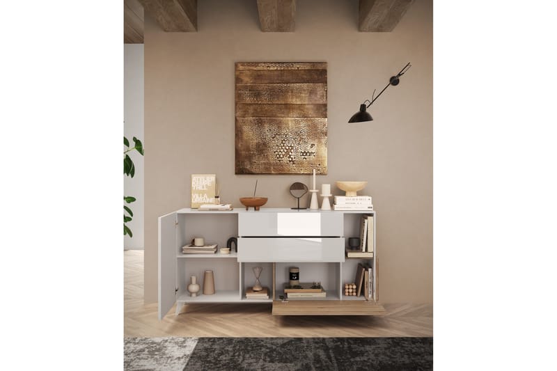 Monaco Skænk 181x42 cm - Hvid/Brun - Opbevaring - Opbevaringsmøbler - Skænke & sideboards