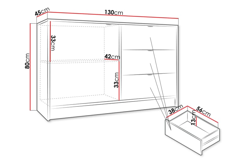 Munkedal Kommode 180 cm - Hvid - Opbevaring - Opbevaringsmøbler - Kommode