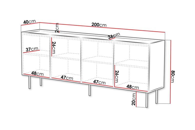 Munkedal Kommode 200 cm - Hvid - Opbevaring - Opbevaringsmøbler - Kommode