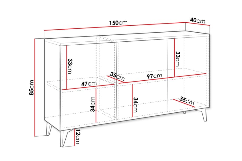 Royston Kommode 150 cm - Beige - Opbevaring - Opbevaringsmøbler - Kommode