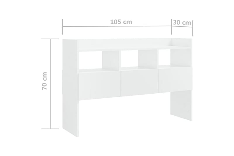 skænk 105x30x70 cm spånplade hvid højglans - Hvid - Opbevaring - Opbevaringsmøbler - Skænke & sideboards