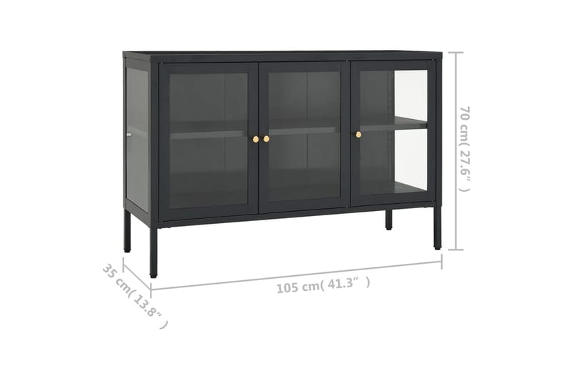 skænk 105x35x70 cm stål og glas antracitgrå - Antracit - Opbevaring - Opbevaringsmøbler - Skænke & sideboards