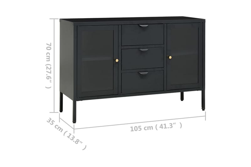 skænk 105x35x70 cm stål og glas antracitgrå - Antracit - Opbevaring - Opbevaringsmøbler - Skænke & sideboards