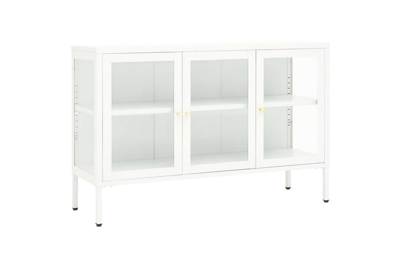 skænk 105x35x70 cm stål og glas hvid - Hvid - Opbevaring - Opbevaringsmøbler - Skænke & sideboards