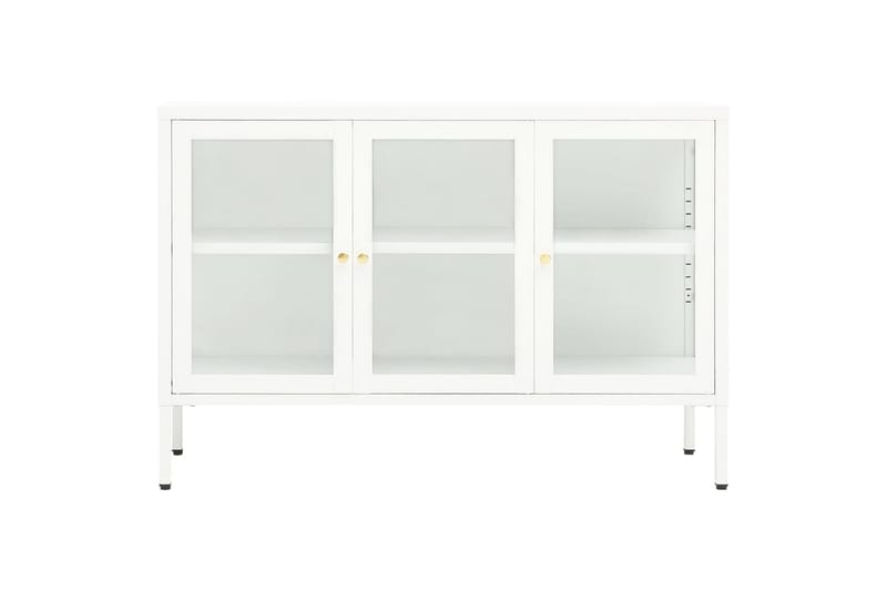 skænk 105x35x70 cm stål og glas hvid - Hvid - Opbevaring - Opbevaringsmøbler - Skænke & sideboards