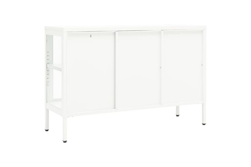 skænk 105x35x70 cm stål og glas hvid - Hvid - Opbevaring - Opbevaringsmøbler - Skænke & sideboards