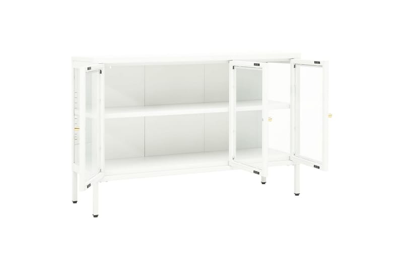 skænk 105x35x70 cm stål og glas hvid - Hvid - Opbevaring - Opbevaringsmøbler - Skænke & sideboards