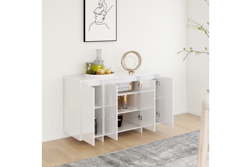 skænk 120x41x75 cm spånplade hvid højglans - Hvid - Opbevaring - Opbevaringsmøbler - Skænke & sideboards