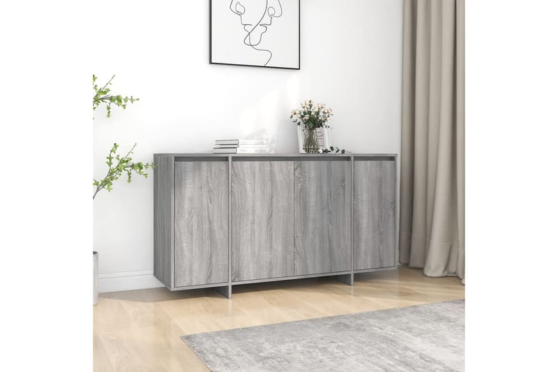 skænk 135x41x75 cm spånplade grå sonoma-eg - Grå - Opbevaring - Opbevaringsmøbler - Skænke & sideboards