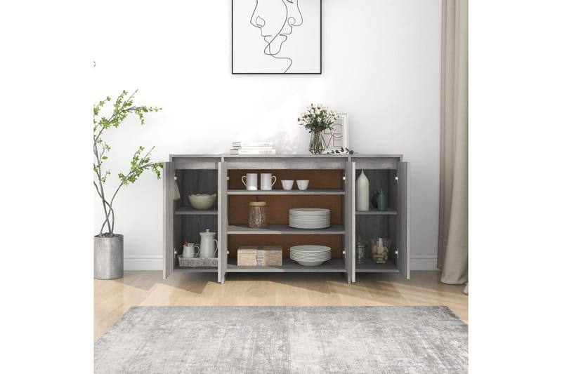 skænk 135x41x75 cm spånplade grå sonoma-eg - Grå - Opbevaring - Opbevaringsmøbler - Skænke & sideboards