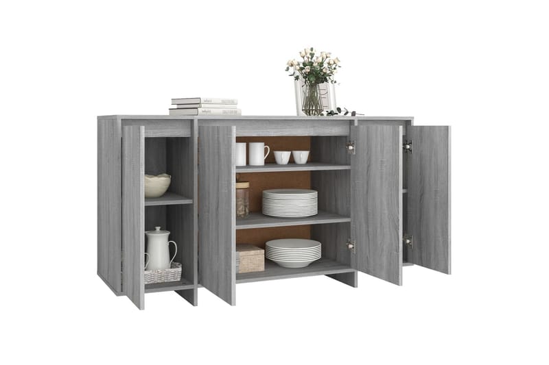 skænk 135x41x75 cm spånplade grå sonoma-eg - Grå - Opbevaring - Opbevaringsmøbler - Skænke & sideboards