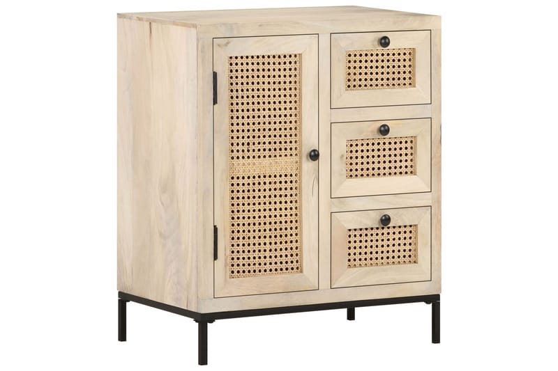 Skænk 60x35x70 cm massivt Mangotræ og Naturligt Rørflet - Brun - Skænke & sideboards