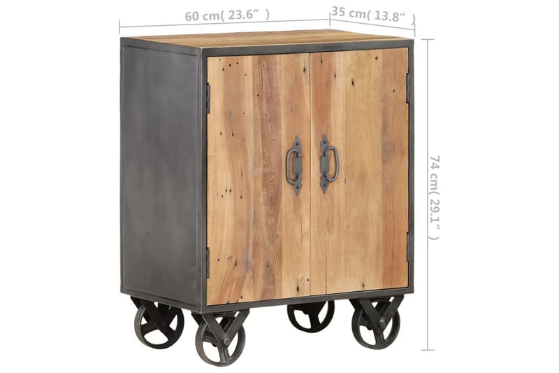 skænk 60x35x74 cm massivt genbrugstræ - Brun - Skænke & sideboards