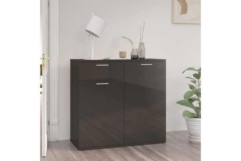 skænk 80x36x75 cm spånplade sort højglans - Sort - Opbevaring - Opbevaringsmøbler - Skænke & sideboards