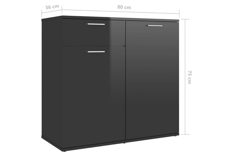 skænk 80x36x75 cm spånplade sort højglans - Sort - Opbevaring - Opbevaringsmøbler - Skænke & sideboards