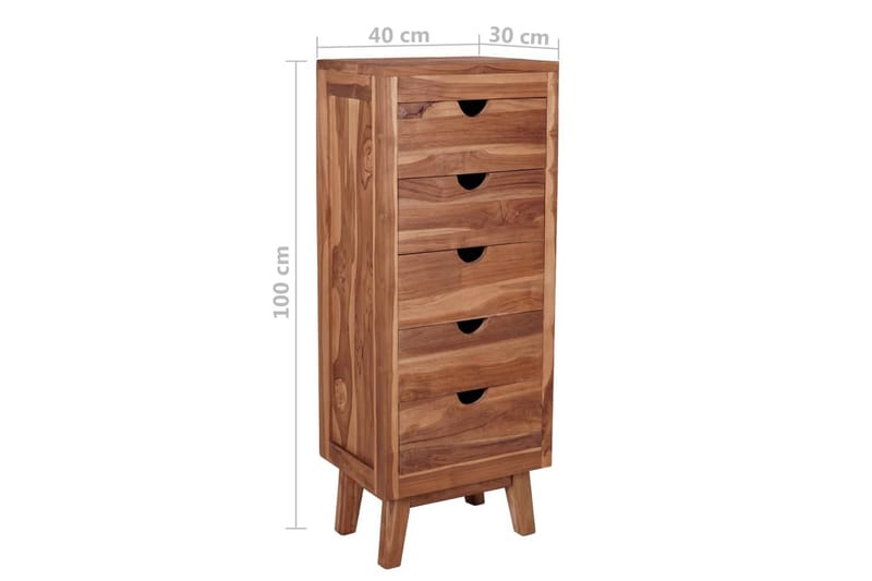 skænk med 5 skuffer 40x30x100 cm massivt teaktræ - Brun - Opbevaring - Opbevaringsmøbler - Skænke & sideboards