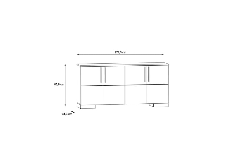 Atwoods skænk 87x180 cm - Betongrå / hvid - Opbevaring - Opbevaringsmøbler - Skænke & sideboards