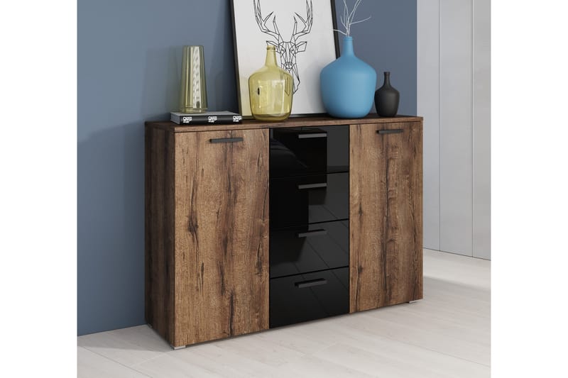 Bovera Skænk 38x132 cm - Teak / sort - Opbevaring - Opbevaringsmøbler - Skænke & sideboards