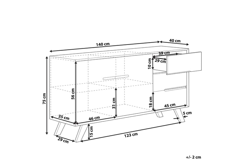 Colfer Skænk 140x40 cm - Hvid/Lyst Træ - Opbevaring - Opbevaringsmøbler - Skænke & sideboards