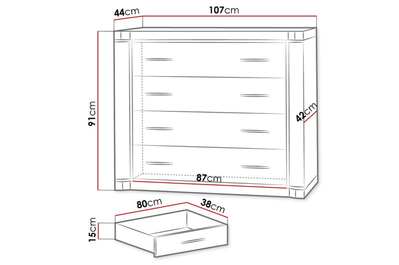 Dallas skænk 107x43,5x91 cm - Opbevaring - Opbevaringsmøbler - Skænke & sideboards