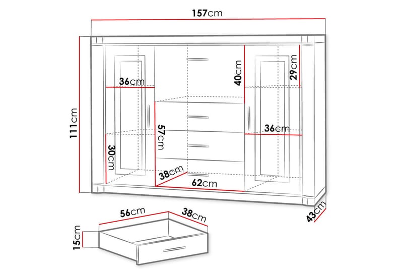 Dallas skænk 157x43,5x111 cm - Opbevaring - Opbevaringsmøbler - Skænke & sideboards