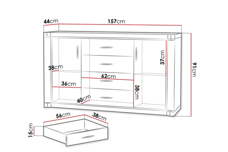 Dallas skænk 157x43,5x91 cm - Opbevaring - Opbevaringsmøbler - Skænke & sideboards