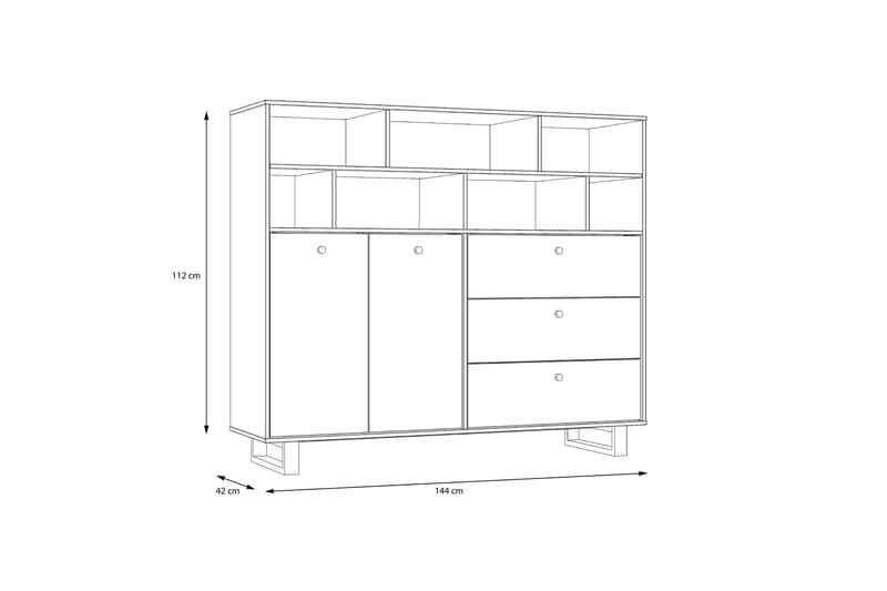 Donmills Sideboard 123x144 cm - Brun/Sort - Opbevaring - Opbevaringsmøbler - Skænke & sideboards