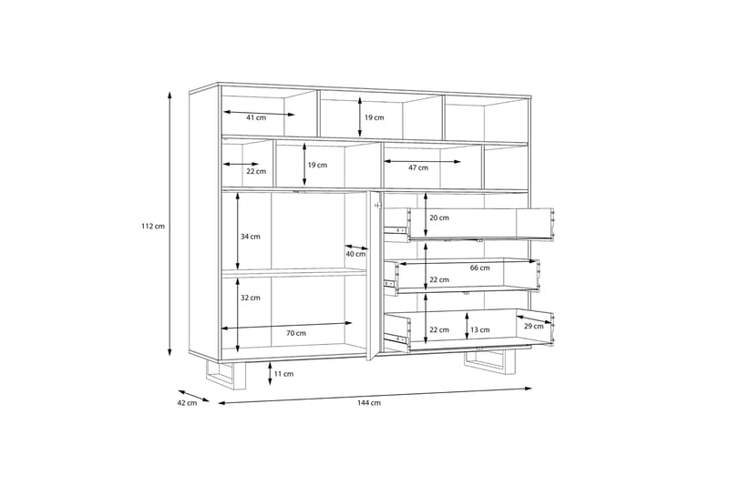 Donmills Sideboard 123x144 cm - Brun/Sort - Opbevaring - Opbevaringsmøbler - Skænke & sideboards