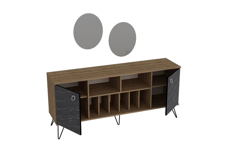 Dregrich Sidebord 180 cm - Valnød|Sort - Opbevaring - Opbevaringsmøbler - Skænke & sideboards