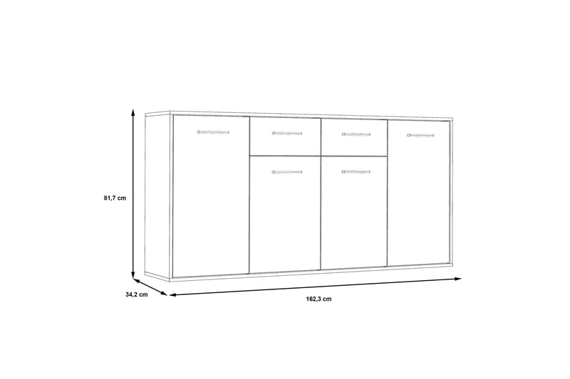 Haba Skænk 34x162 cm - Hvid - Opbevaring - Opbevaringsmøbler - Skænke & sideboards