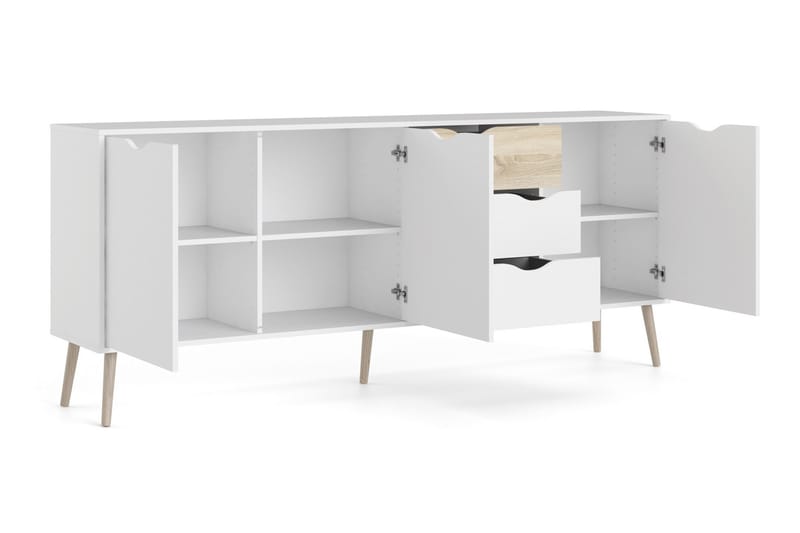 Hostafranc skænk 40x196 cm - Hvid / Natur - Opbevaring - Opbevaringsmøbler - Skænke & sideboards