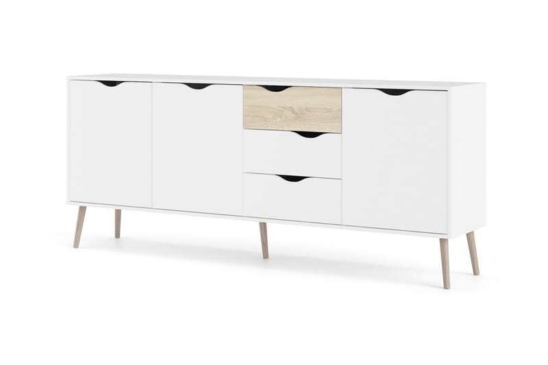 Hostafranc skænk 40x196 cm - Hvid / Natur - Opbevaring - Opbevaringsmøbler - Skænke & sideboards