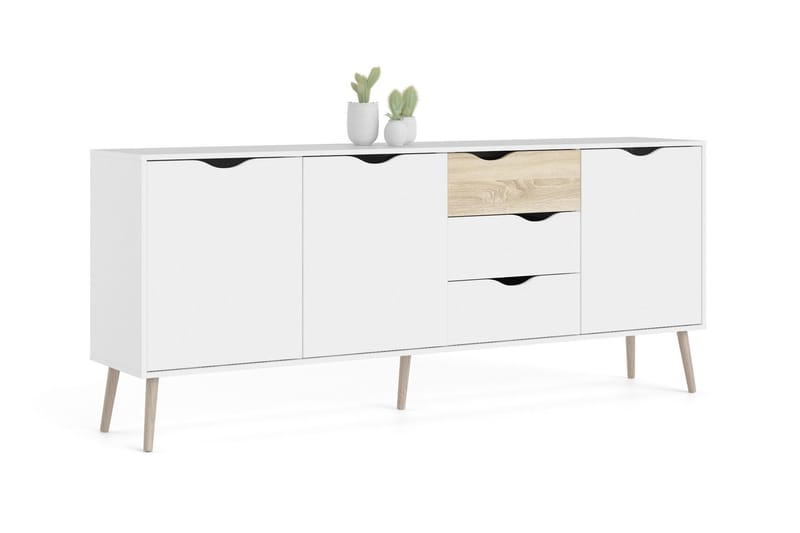 Hostafranc skænk 40x196 cm - Hvid / Natur - Opbevaring - Opbevaringsmøbler - Skænke & sideboards