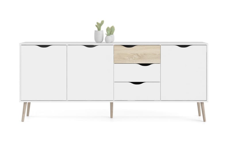 Hostafranc skænk 40x196 cm - Hvid / Natur - Opbevaring - Opbevaringsmøbler - Skænke & sideboards