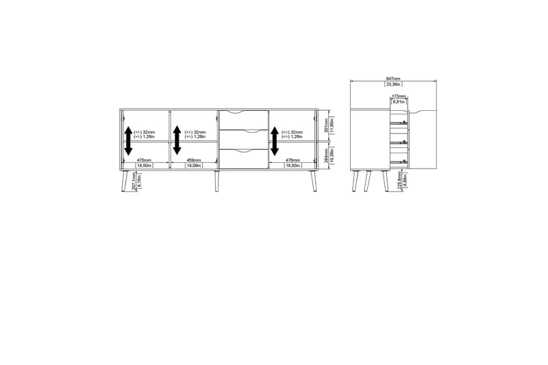 Hostafranc skænk 40x196 cm - Hvid / Natur - Opbevaring - Opbevaringsmøbler - Skænke & sideboards