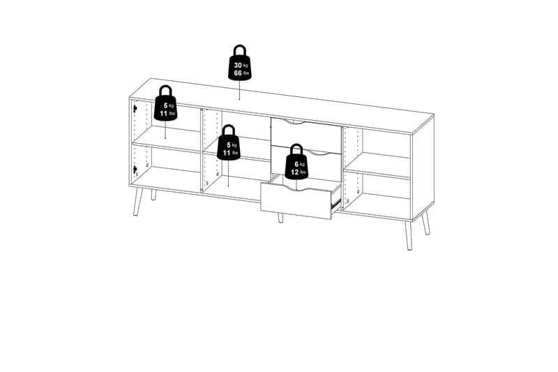 Hostafranc skænk 40x196 cm - Hvid / Natur - Opbevaring - Opbevaringsmøbler - Skænke & sideboards