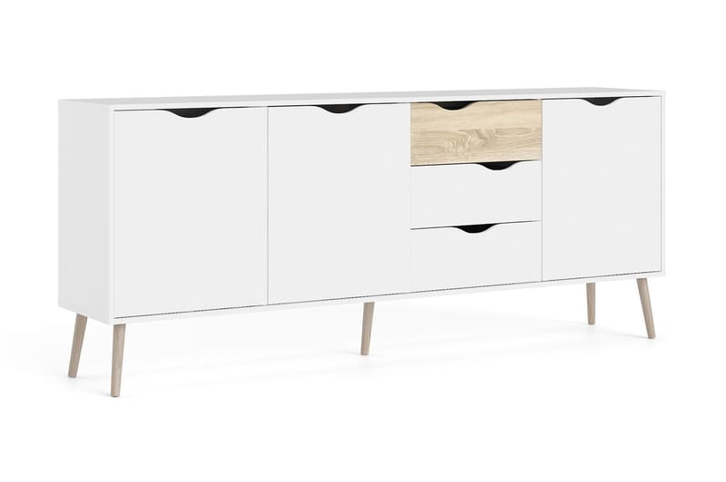 Hostafranc skænk 40x196 cm - Hvid / Natur - Opbevaring - Opbevaringsmøbler - Skænke & sideboards