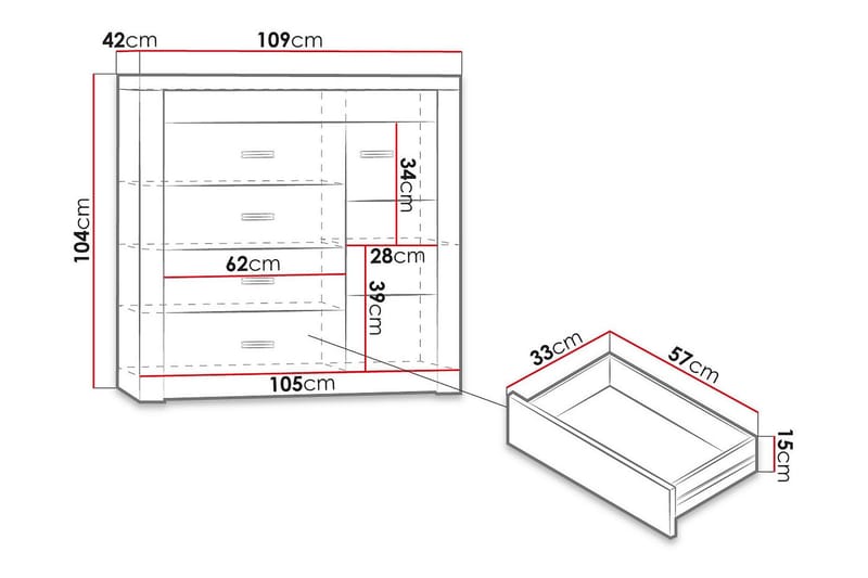 Indianapolis skænk 109x42x104 cm - Opbevaring - Opbevaringsmøbler - Skænke & sideboards