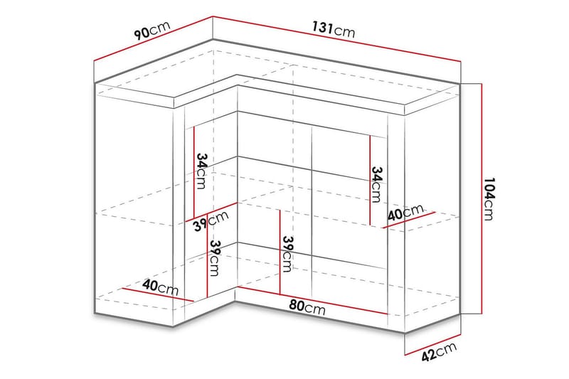 Indianapolis skænk 131x42x104 cm - Opbevaring - Opbevaringsmøbler - Skænke & sideboards