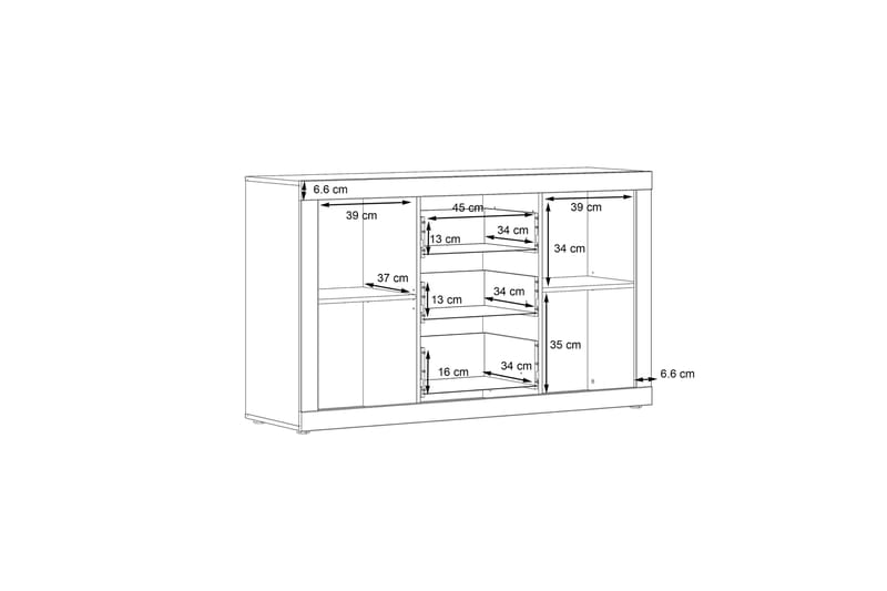 Kranea Sideboard 41x143 cm - Grå/Hvid - Opbevaring - Opbevaringsmøbler - Skænke & sideboards