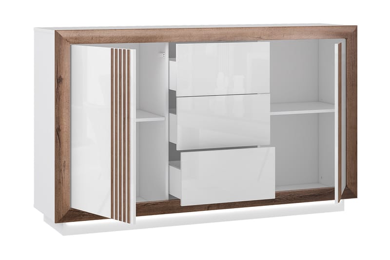 Kulatas Sideboard 42x163 cm - Hvid/Brun - Opbevaring - Opbevaringsmøbler - Skænke & sideboards