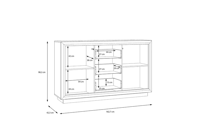 Kulatas Sideboard 42x163 cm - Hvid/Brun - Opbevaring - Opbevaringsmøbler - Skænke & sideboards