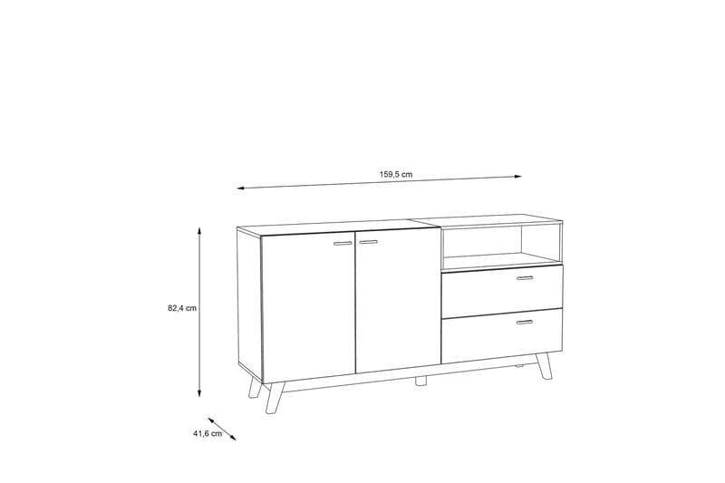 Lipovac Skænk 42x160 cm - Sort - Opbevaring - Opbevaringsmøbler - Skænke & sideboards