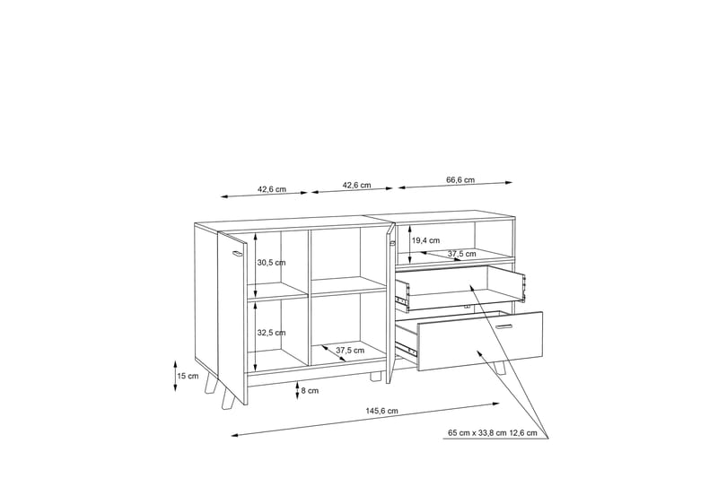 Lipovac Skænk 42x160 cm - Sort - Opbevaring - Opbevaringsmøbler - Skænke & sideboards