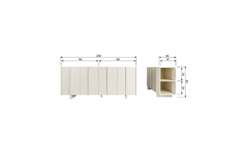 Morya Skænk 200 cm - Beige - Opbevaring - Opbevaringsmøbler - Skænke & sideboards