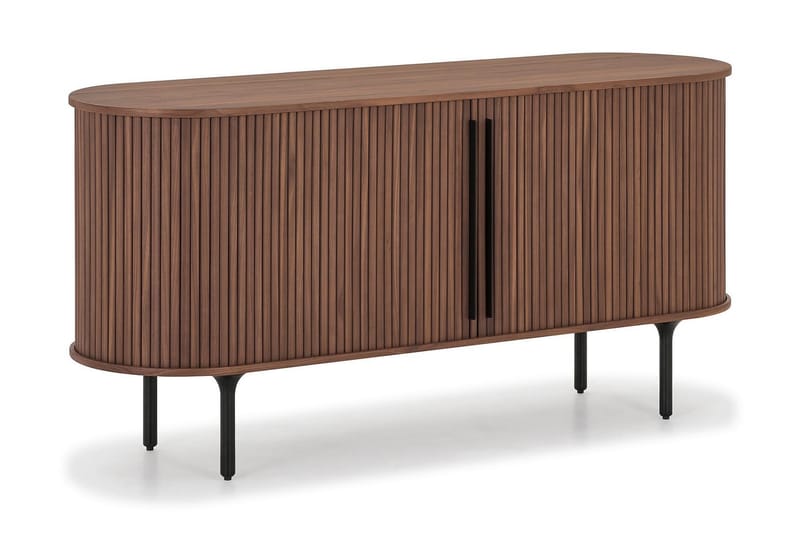 Noira Smalt Skænk Ribbet Valnød 150x45 cm - Brun - Opbevaring - Opbevaringsmøbler - Skænke & sideboards