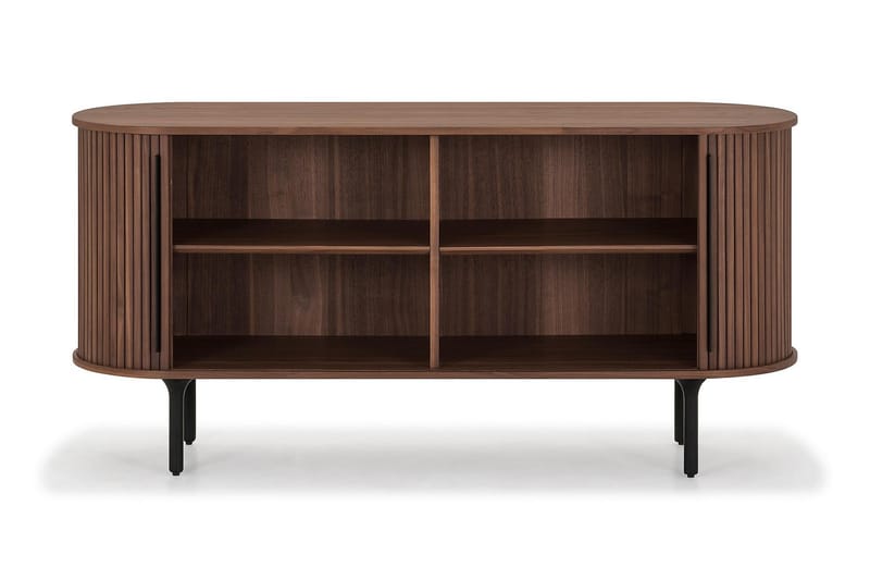 Noira Smalt Skænk Ribbet Valnød 150x45 cm - Brun - Opbevaring - Opbevaringsmøbler - Skænke & sideboards