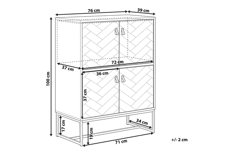 Nueva Skænk 76x39 cm - Lysebrun/Hvid - Opbevaring - Opbevaringsmøbler - Skænke & sideboards