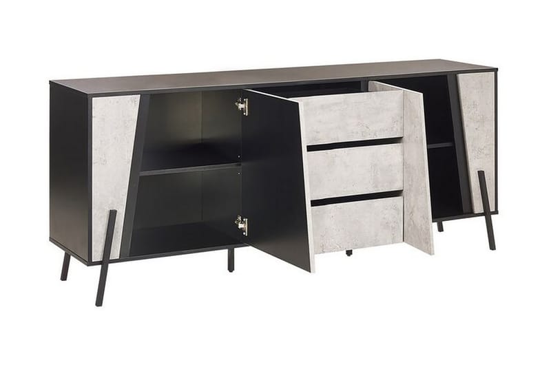 Rawcliffe Skænk 177x75 cm - Grå/Sort - Opbevaring - Opbevaringsmøbler - Skænke & sideboards